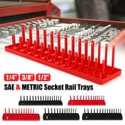 OTOEZ 6Pcs Socket Organizer Tray Set Rack Storage Holder Tool Metric SAE 1//4 3//8 1//2